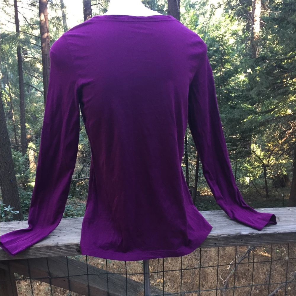 Lands End raspberry classic T shirt,l/sfree shipping always,activewear top,HP25 - Picture 7 of 11